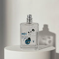 Escentric Molecules Molecule 01 eau de toilette in clear glass bottle with silver cap – full-size bottle available at luxuryperfumesamples.com
