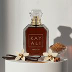 Kayali Vanilla 28 eau de parfum with vanilla, caramel and sandalwood notes – available at luxuryperfumesamples.com
