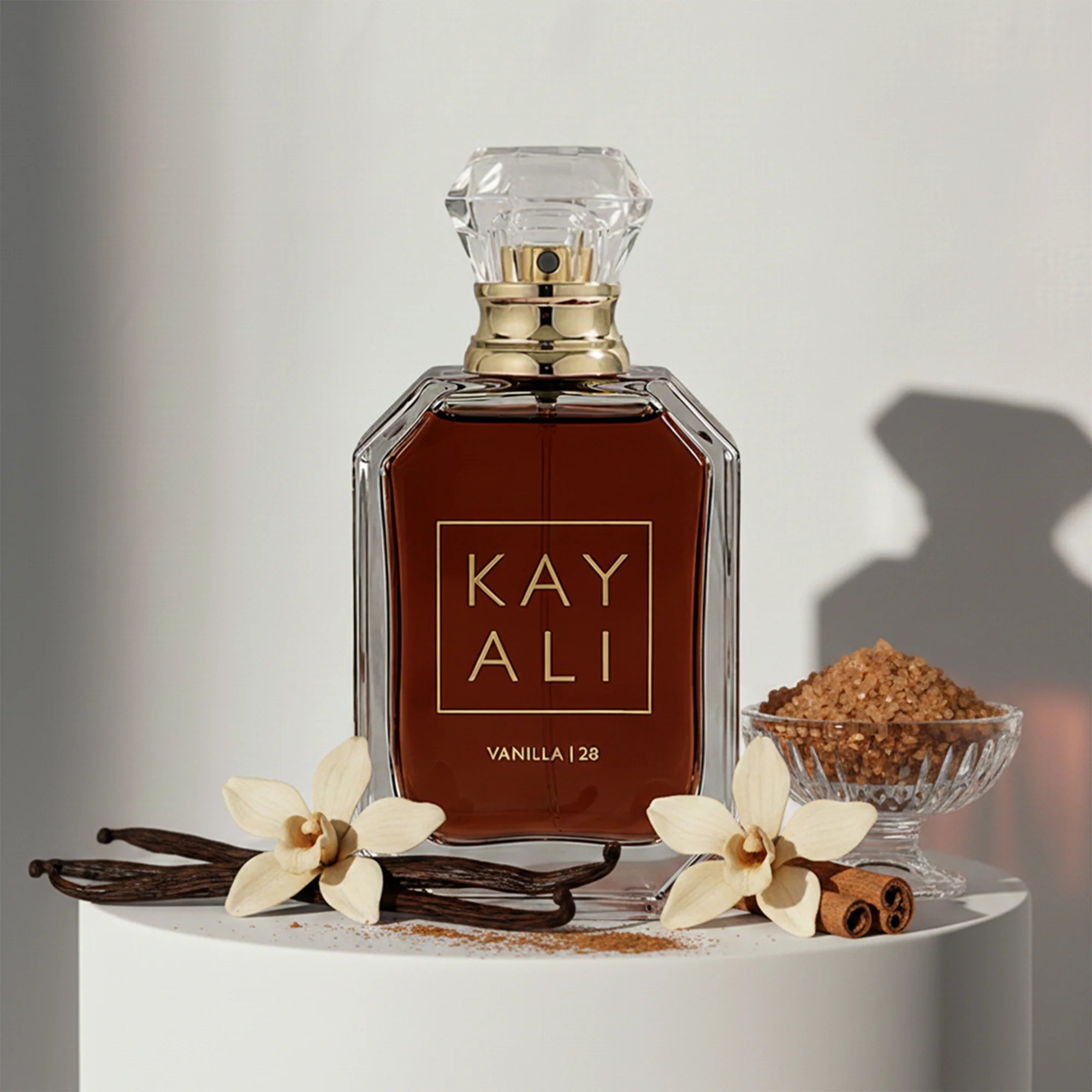 Kayali Vanilla 28 eau de parfum with vanilla, caramel and sandalwood notes – available at luxuryperfumesamples.com
