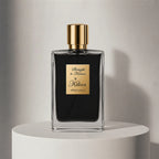 Kilian Straight to Heaven White Cristal eau de parfum in black glass bottle with gold cap – full-size bottle available at luxuryperfumesamples.com
