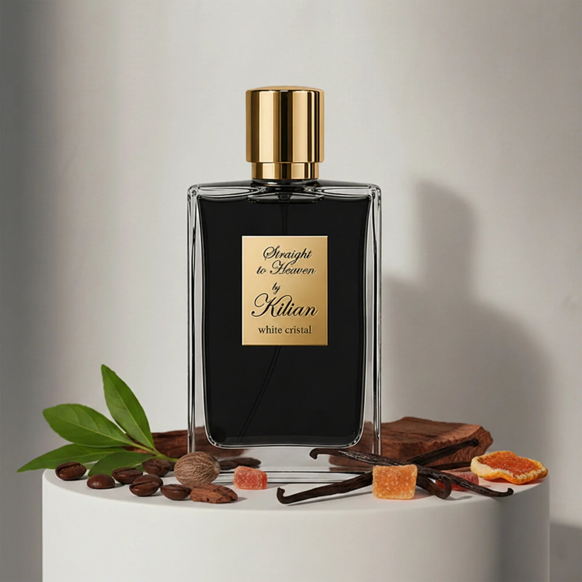 Kilian Straight to Heaven White Cristal eau de parfum with coffee, nutmeg, vanilla and orange notes – available at luxuryperfumesamples.com