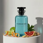 Louis Vuitton Afternoon Swim eau de toilette with lime, blood orange, mint and ginger notes – available at luxuryperfumesamples.com