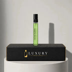 Louis Vuitton Cactus Garden eau de toilette sample vial with black cap, displayed on Luxury Perfume Samples branded box – sample decant available at luxuryperfumesamples.com