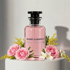 Louis Vuitton Heures d'Absence eau de parfum with rose, mimosa and jasmine notes – available at luxuryperfumesamples.com