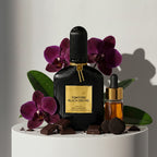 Tom Ford Black Orchid eau de parfum with black orchid, patchouli and dark chocolate notes – available at luxuryperfumesamples.com
