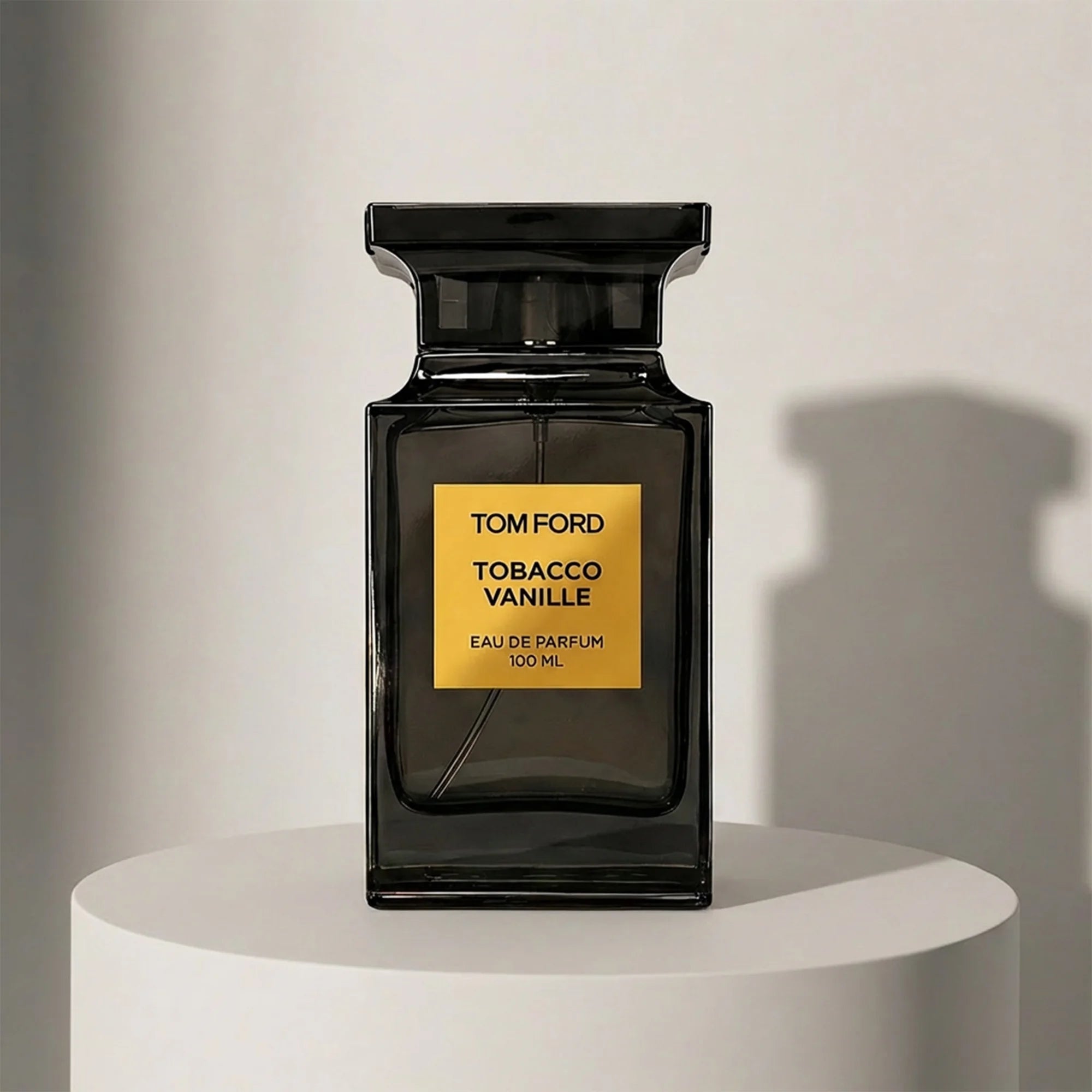 Tom Ford Tobacco Vanille eau de parfum in black glass bottle, 100ml – full-size bottle available at luxuryperfumesamples.com