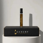 Tom Ford Tobacco Vanille eau de parfum sample vial with black cap, displayed on Luxury Perfume Samples branded box – sample decant available at luxuryperfumesamples.com