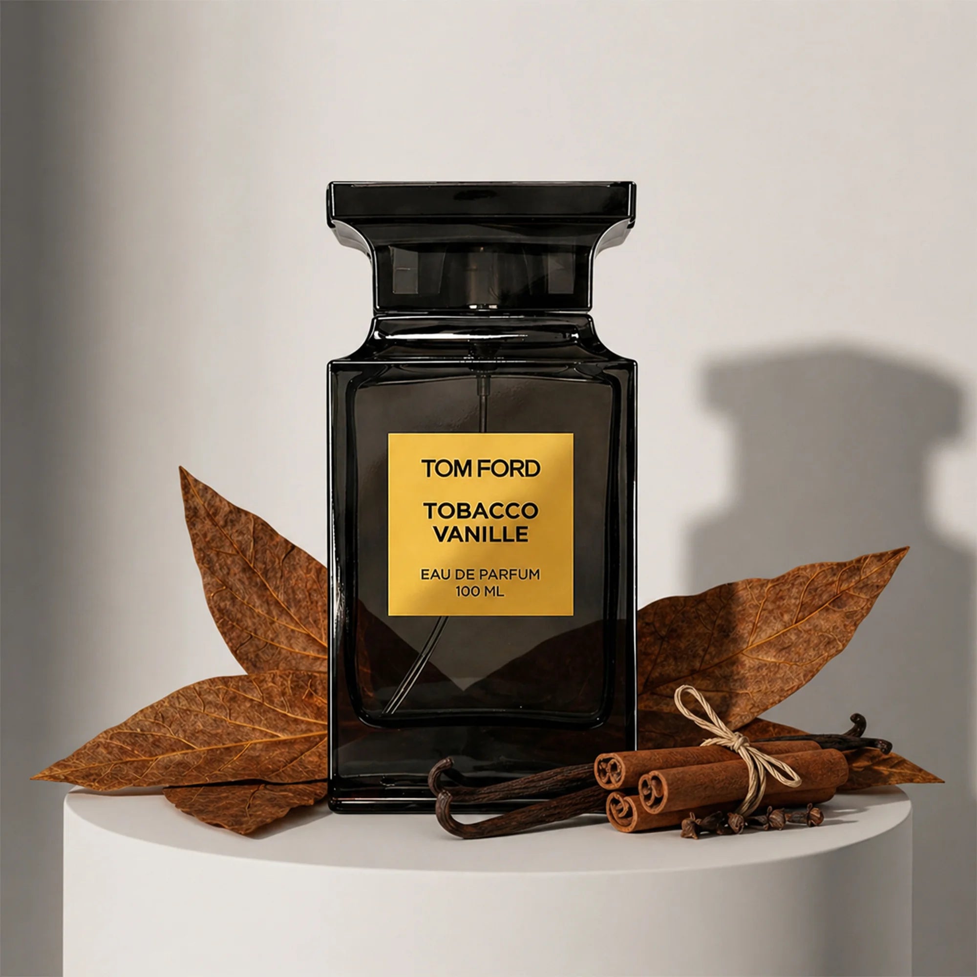 Tom Ford Tobacco Vanille eau de parfum with tobacco leaf, vanilla, cinnamon and clove notes – available at luxuryperfumesamples.com