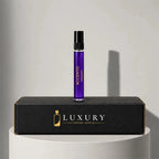Xerjoff Accento eau de parfum sample vial in purple glass, displayed on Luxury Perfume Samples branded box – sample decant available at luxuryperfumesamples.com